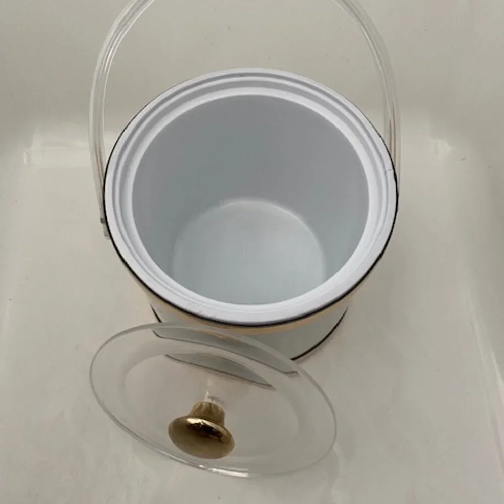 VINTAGE Culver Brushed Silver and Gold Acrylic Barware Ice Bucket